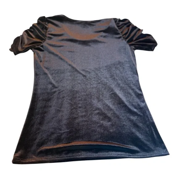 Discreet Brown Velvet Velour Ruched Sleeve top, size XL - Picture 3 of 8